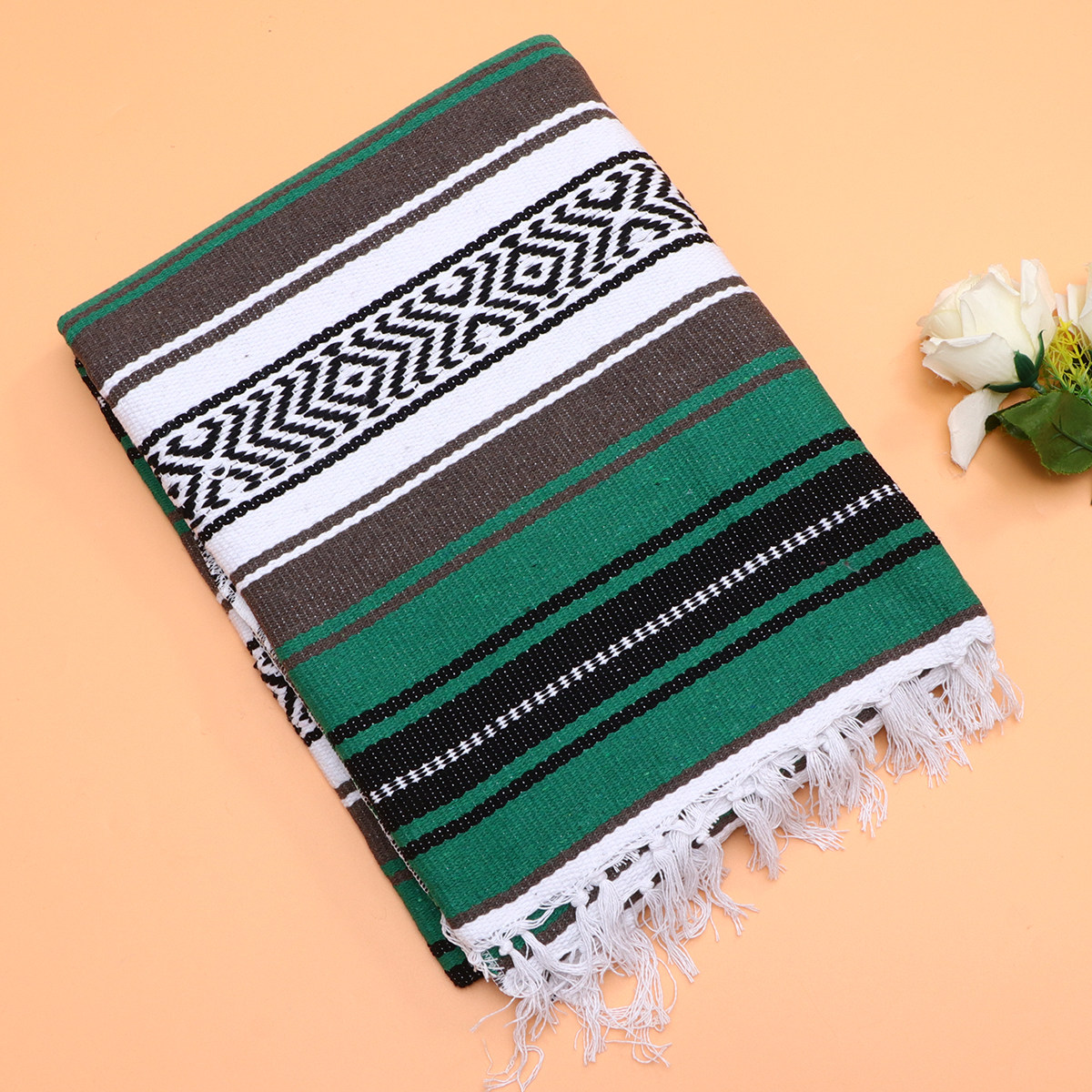 Outdoor Furniture Green - Mexican Blanket Green 130x180cm Thick Soft