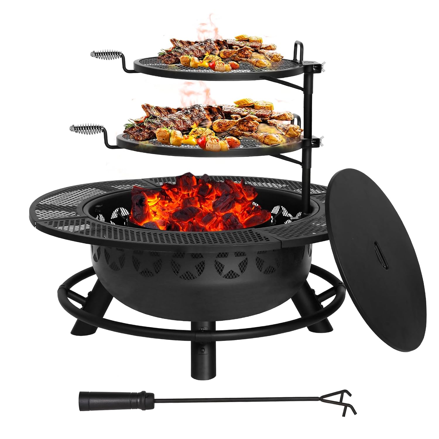 Fire Pit Bowl - 35 Inch Fire Pit with 2