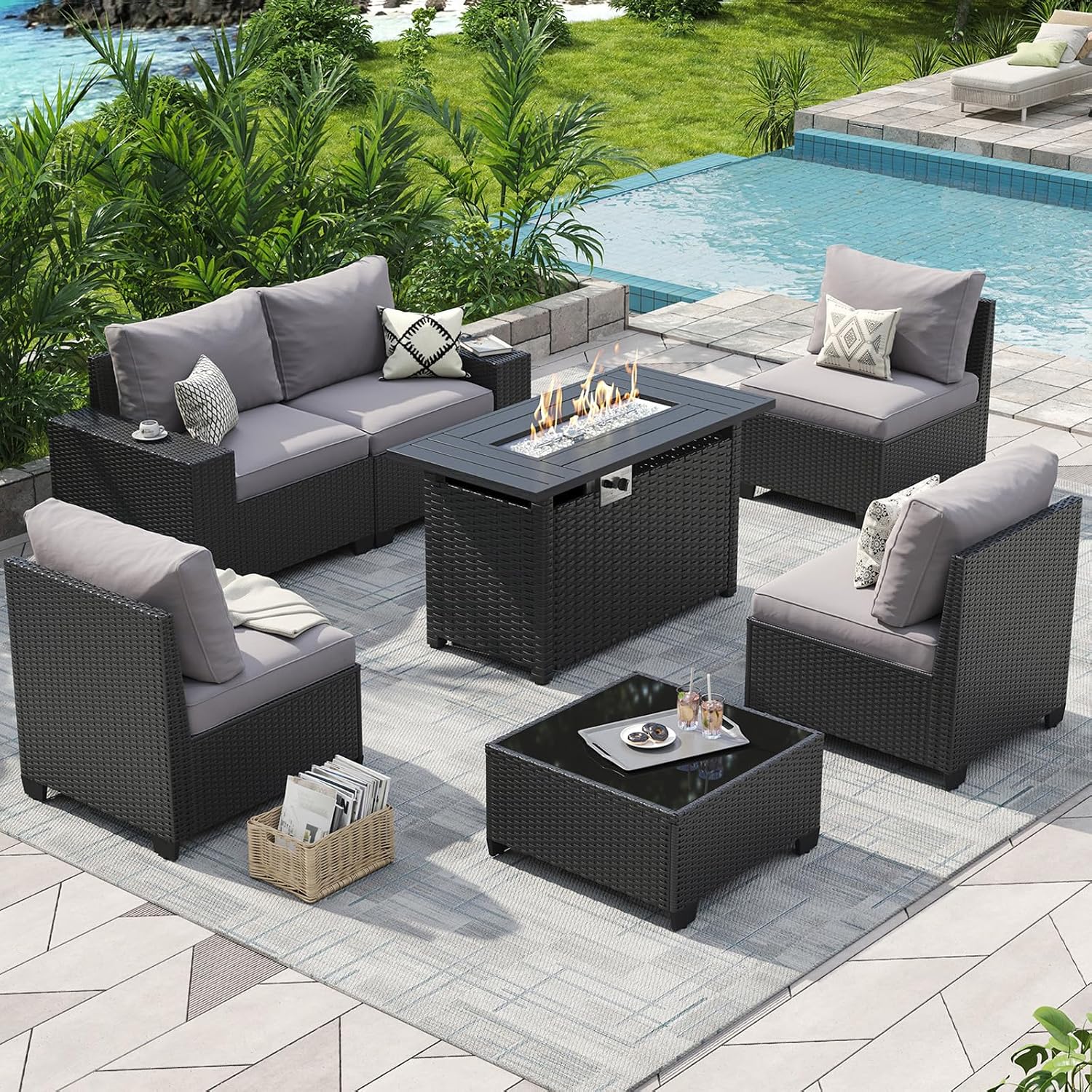 Outdoor Patio Furniture Set 44 - đánh giá và giá Outdoor Furniture With Fire Pit Table