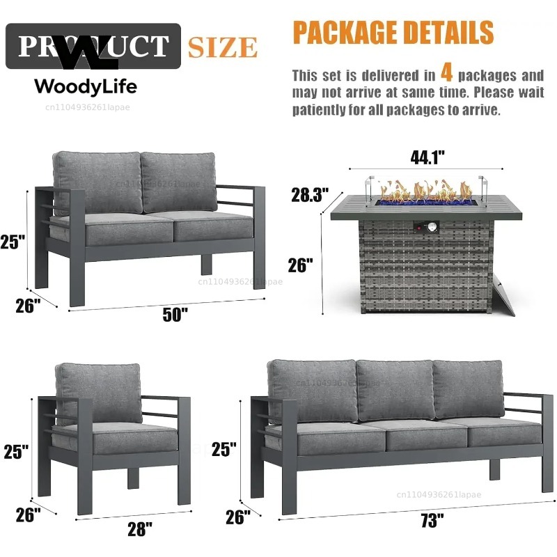 L5 Pieces Modern Aluminum Pati - đánh giá và giá Outdoor Furniture With Fire Pit Table
