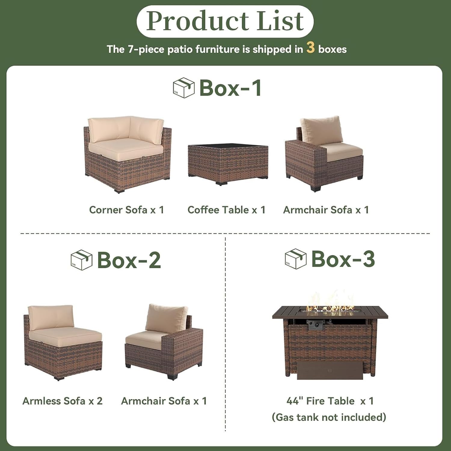 7 Piece Patio Furniture Set wi - đánh giá và giá Outdoor Furniture With Fire Pit Table