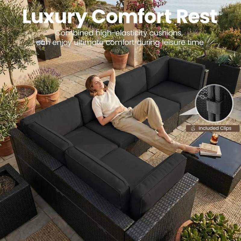 8-Piece Patio Wicker Sectional - đánh giá và giá Outdoor Furniture With Fire Pit Table