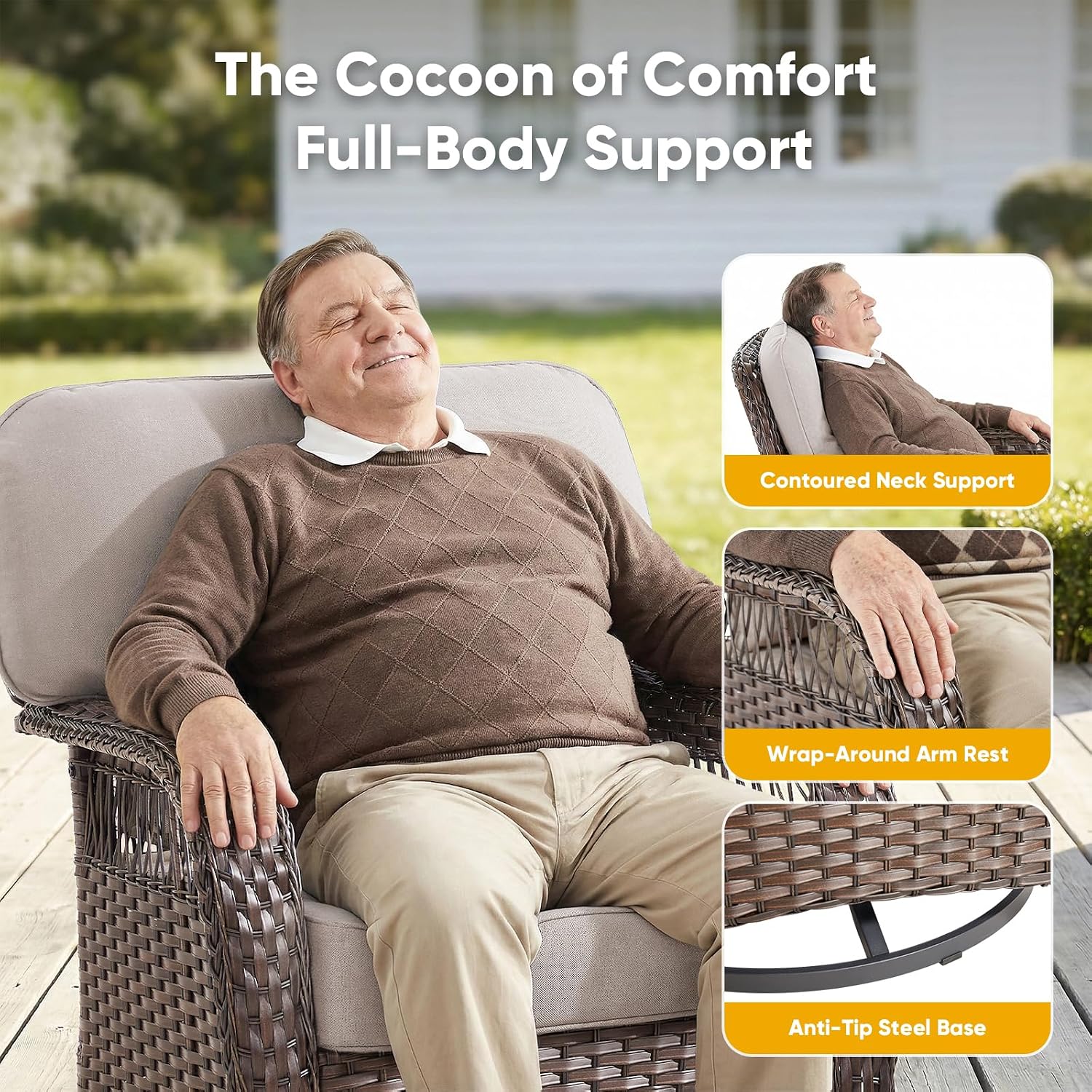 Wicker Swivel Rocker Patio Cha - đánh giá và giá Deck Chair Lounger