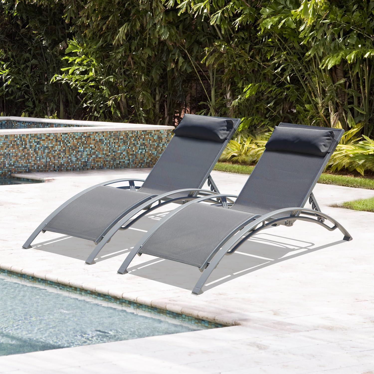Set of 2 Adjustable Aluminum O - đánh giá và giá Deck Chair Lounger