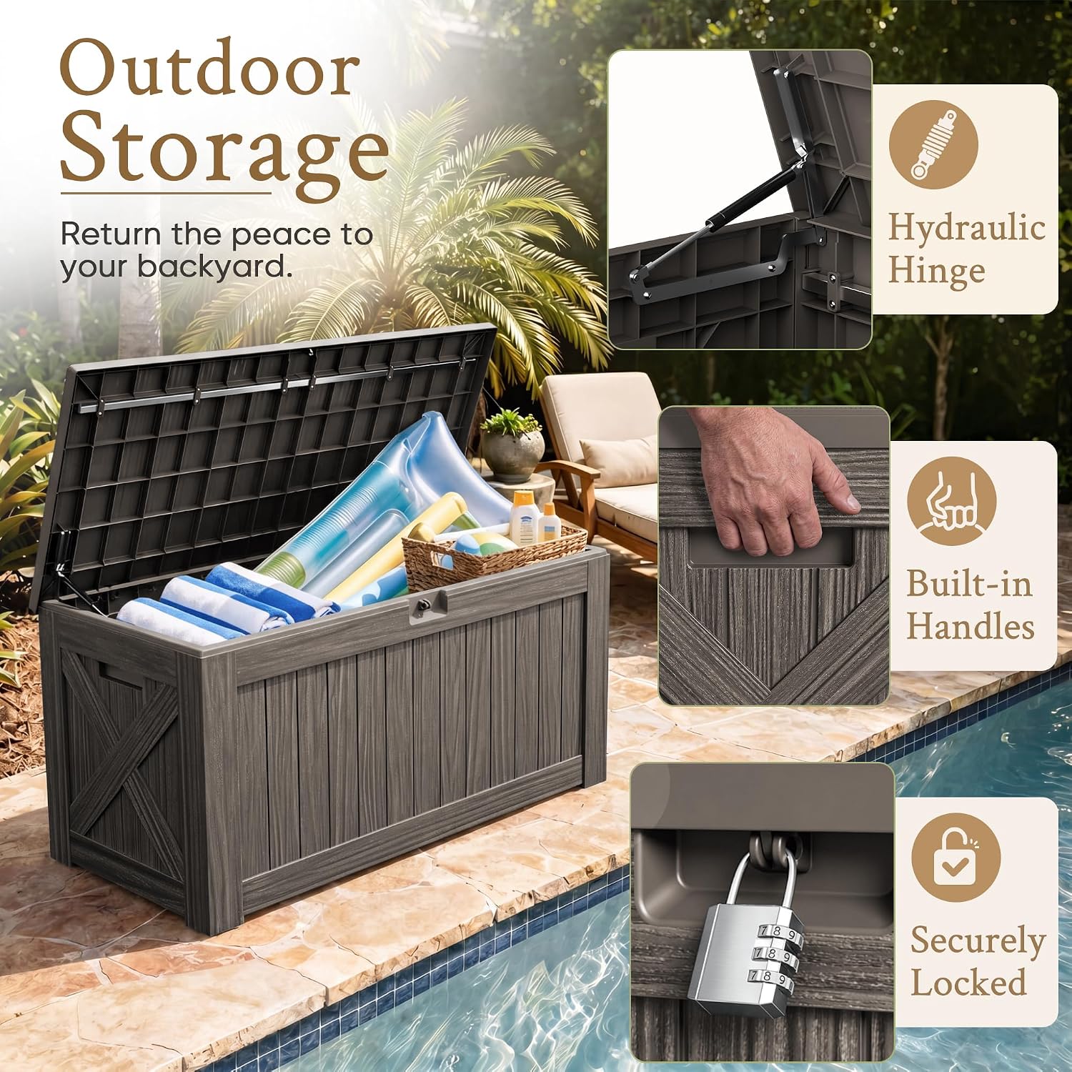 120 Gallon Large Deck Box Outd - đánh giá và giá Outdoor Furniture Cushions
