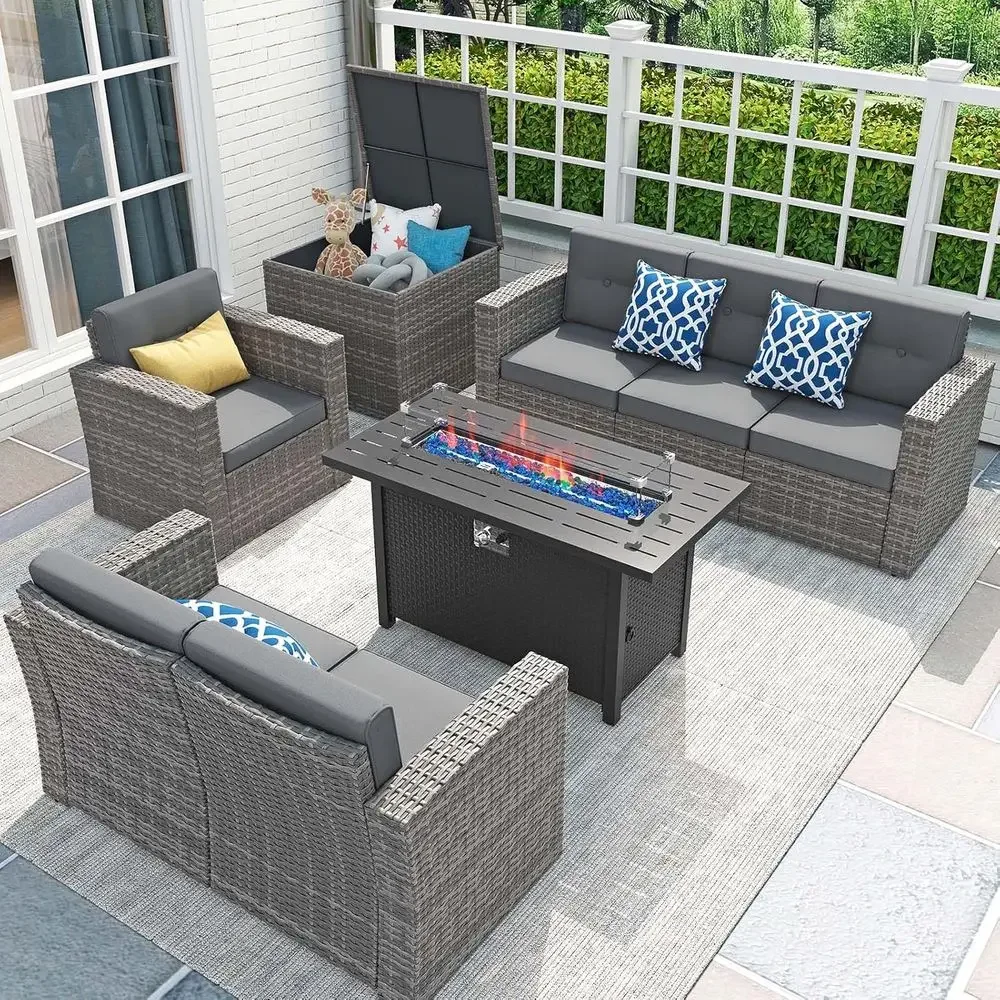 8-Piece Patio Furniture Set wi - đánh giá và giá Outdoor Furniture With Fire Pit Table