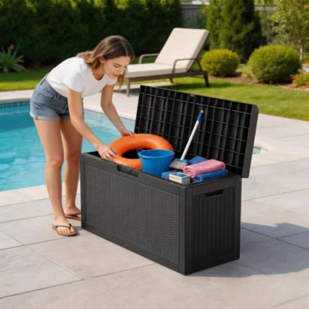Outdoor Storage Box Deck Box W - đánh giá và giá Outdoor Furniture Cushions