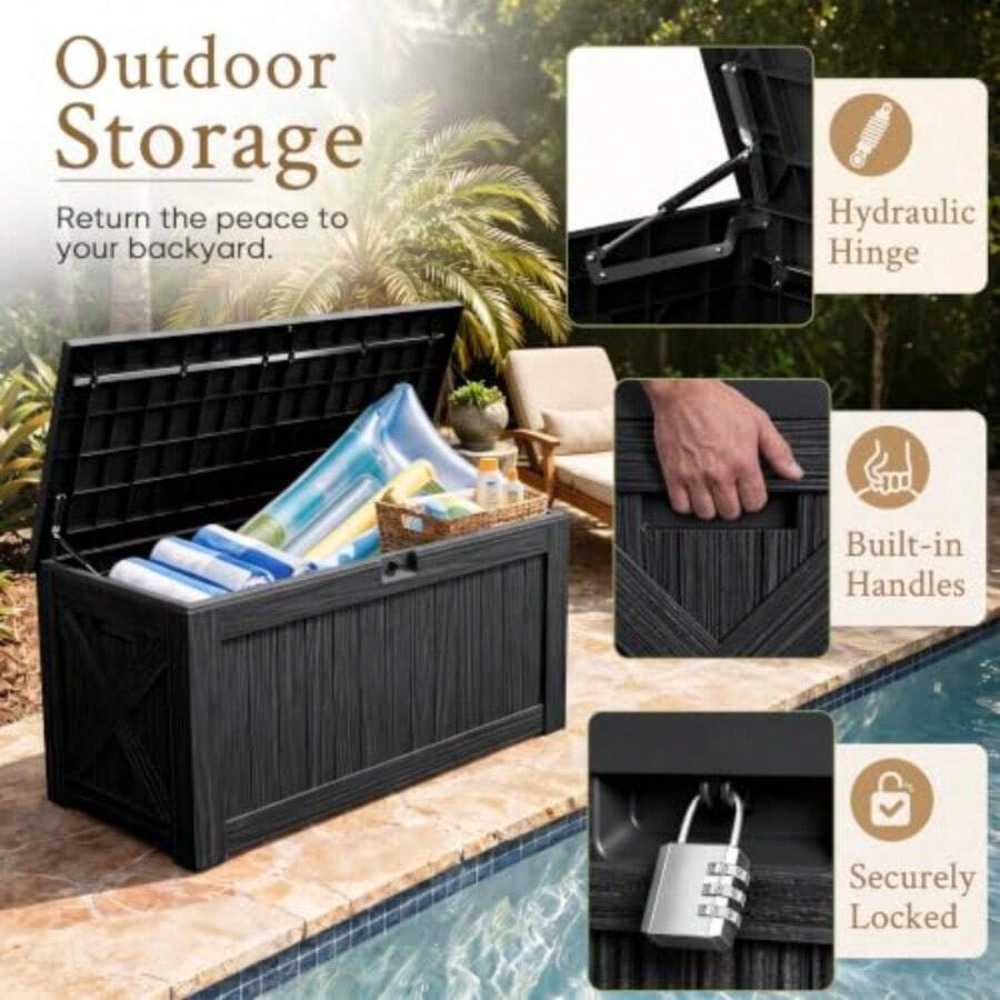 120 Gallon Deck Box Outdoor St - đánh giá và giá Outdoor Furniture Cushions