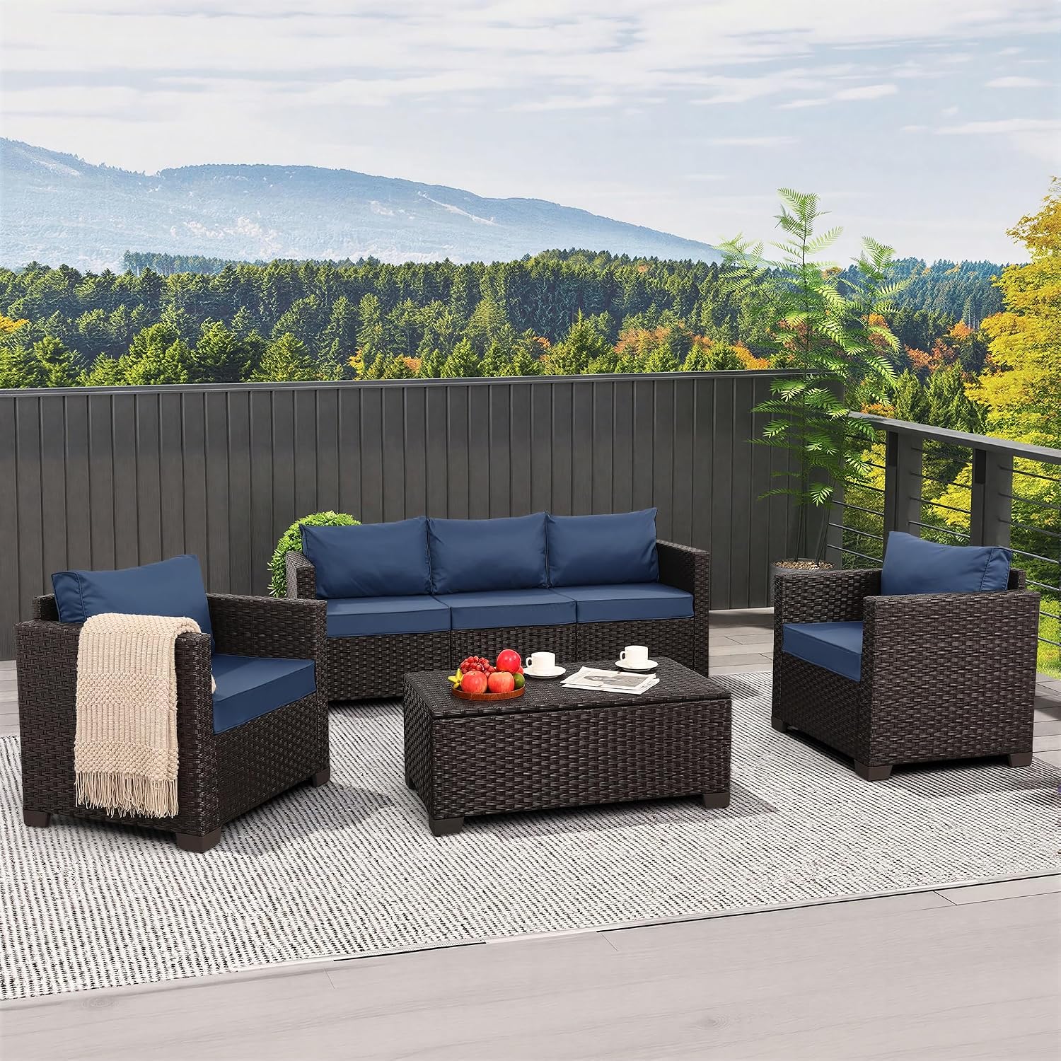 4 Piece Patio Furniture Set 45 - đánh giá và giá Outdoor Furniture With Fire Pit Table