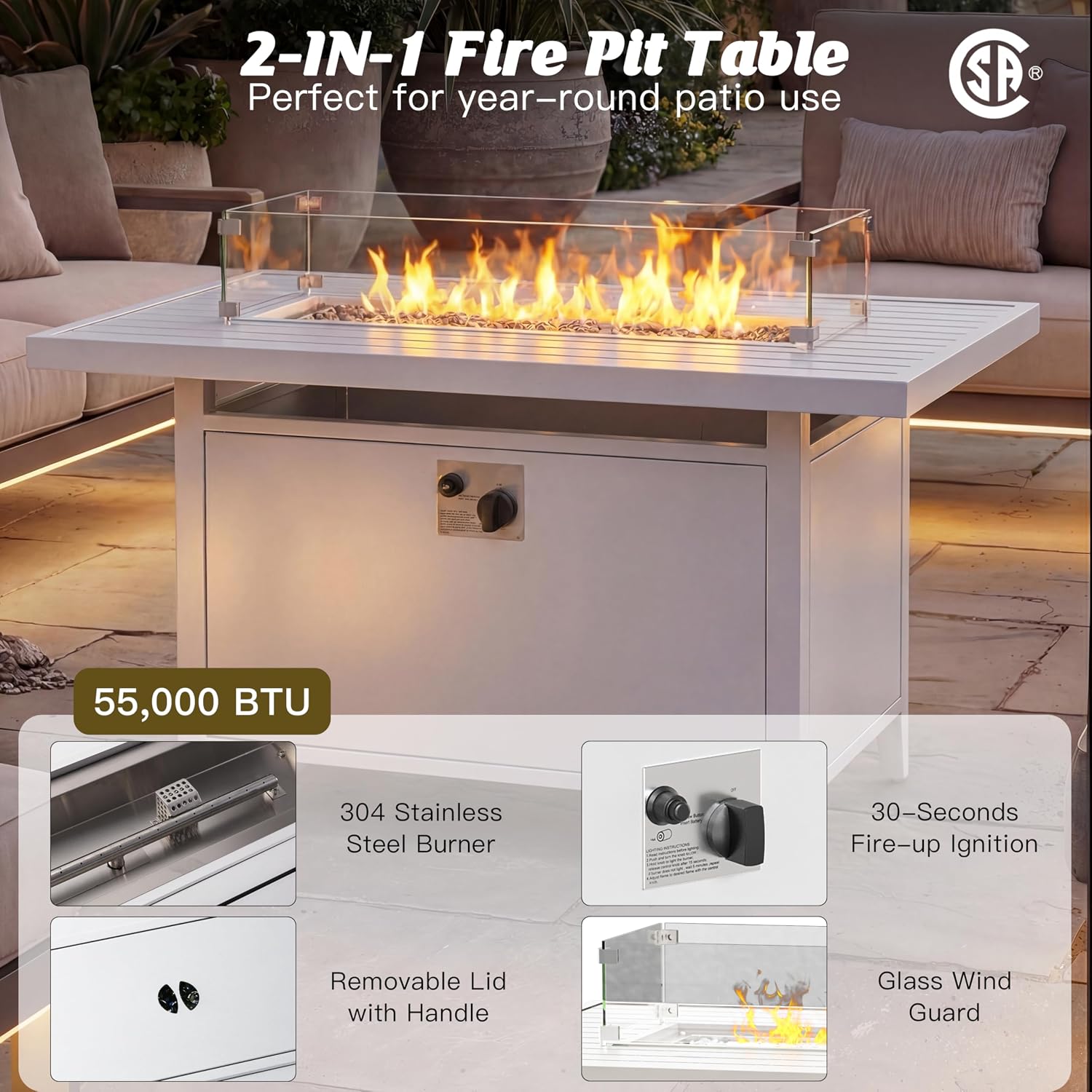 7-Piece Outdoor Aluminum Patio - đánh giá và giá Outdoor Furniture With Fire Pit Table