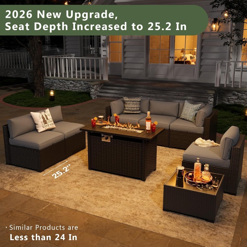 Aoxun 8 Piece Patio Furniture  - đánh giá và giá Outdoor Furniture With Fire Pit Table